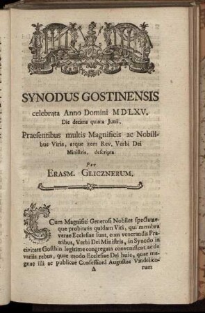 Synodus Gostinensis celebrata Anno Domini MDLXV.