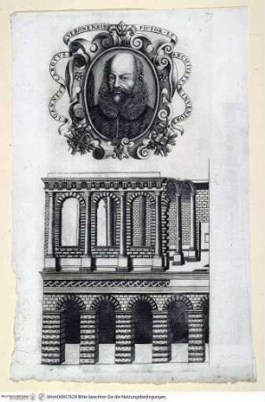 Portrait des Giovanni Caroto über einer Architekturdarstellung - Porträt Ioannes Carotus, über einer Architekturansicht