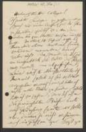 Brief von August Kanitz an Unbekannt