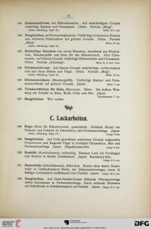C. Lackarbeiten (Nr. 148-236)