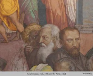 Szenen aus dem Alten und Neuen Testament : Christus unter den Schriftgelehrten : Personengruppe zur Rechten Christi