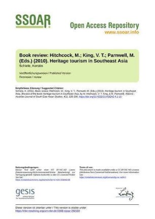 Book review: Hitchcock, M.; King, V. T.; Parnwell, M. (Eds.) (2010). Heritage tourism in Southeast Asia