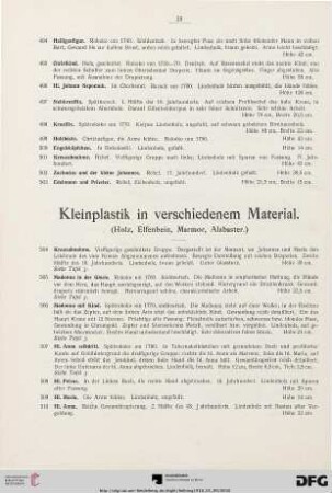 Kleinplastik in verschiedenem Material (Holz, Elfenbein, Marmor, Alabaster (Nr. 504-535a)