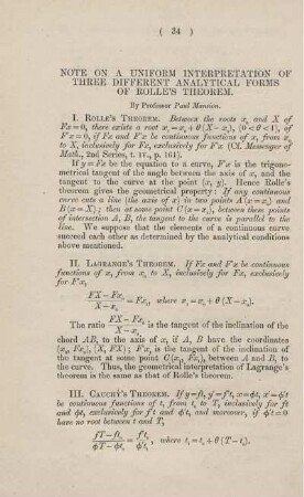 Note on a uniform interpretation of three different analytical forms of Rolle's theorem.