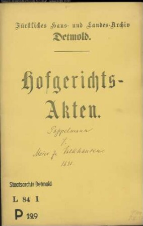 Pöppelmann, Henrichs Erben gegen Bernd Meier zu Volkhausen - Schuldforderung