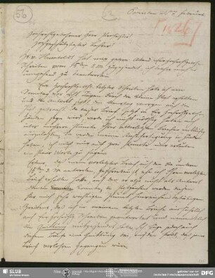 Eigenh. Brief von Christian Lassen an August Wilhelm von Schlegel, Paris, 21.02.1826