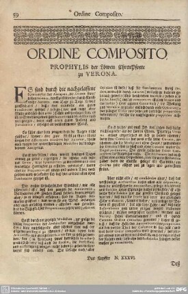 ORDINE COMPOSITO PROPHYLIS der Löwen EhrenPforte zu VERONA.