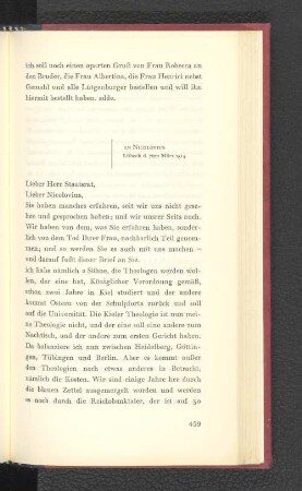 An Nicolovius Lübeck, den 7. März 1814