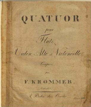 Quatuor pour flute, violon, alto et violoncelle : oeuv. 17me