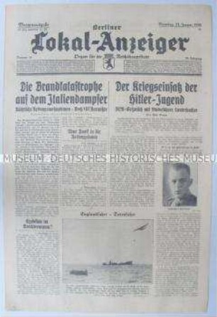 Tageszeitung "Berliner Lokal-Anzeiger" u.a. über den Kriegseinsatz der Hitler-Jugend