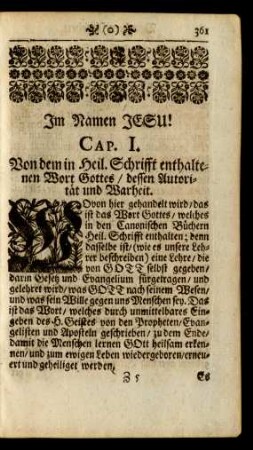 Cap. I. Von dem in Heil. Schrifft enthaltenen Wort Gottes/ dessen Autorität und Warheit.