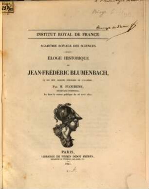 Éloge historique de J. Fr. Blumenbach