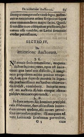 Sectio IV. De imitatione Auctorum