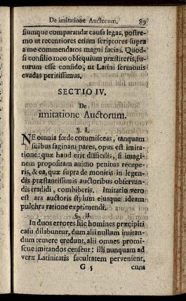 Sectio IV. De imitatione Auctorum