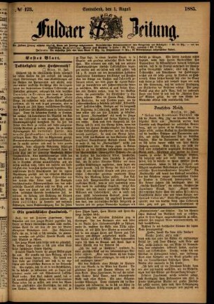 Ausgabe vom Samstag, den 01. August 1885.
