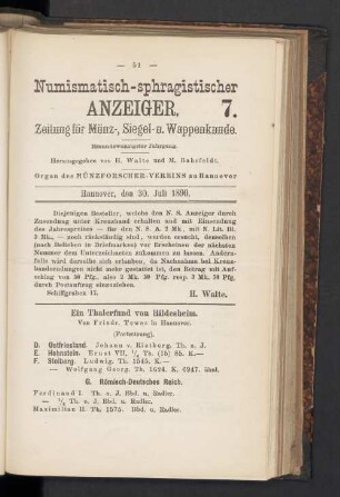 7. 30. Juli 1890