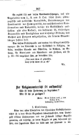 Der Religionsunterricht sei anschaulich!