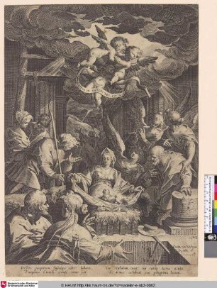 Die Anbetung der Hirten und der Engel bei der Geburt Christi