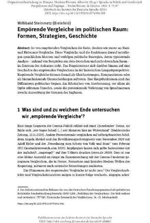 Empörende Vergleiche im politischen Raum: Formen, Strategien, Geschichte