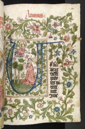 U-Initiale mit dem vor Gott knienden und betenden Moses