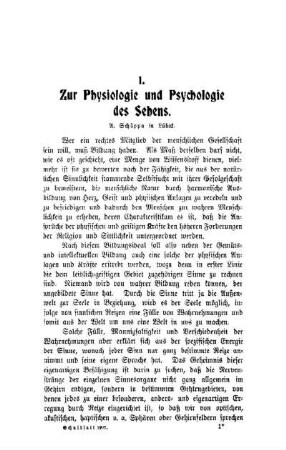 Zur Physiologie und Psychologie des Sehens