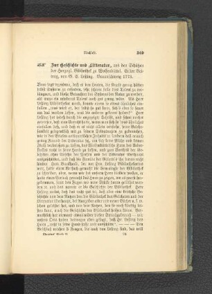 Zur Geschichte und Literatur.