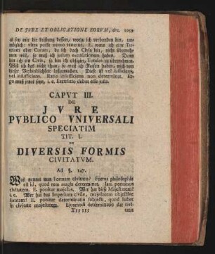 Caput III. De Iure Publico Universali Speciatim