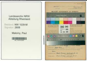 Entnazifizierung Paul Malorny , geb. 17.07.1898 (Schlosser)