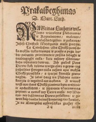 Prakalbeghimas D. Mart. Luth.