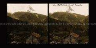Blick von Osten über Gebirgslandschaft zum Matterhorn