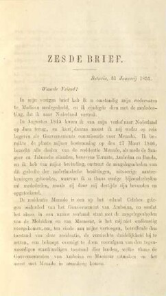 Zesde brief. Batavia, 31 Januarij 1855