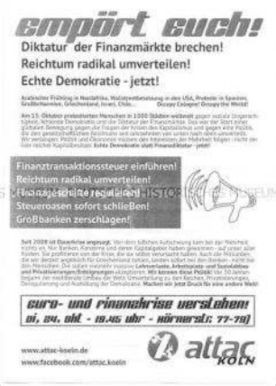 Propagandaflugblatt der linken Bürgerbewegung "attac" zur Finanzkrise