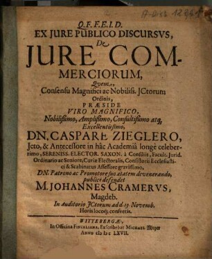 Ex Iure Publico Discursus, De Iure Commerciorum