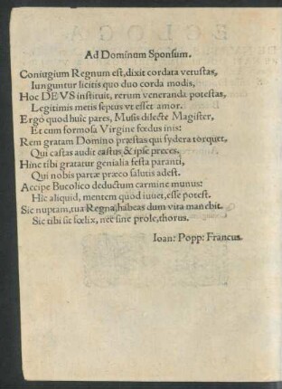 Ad Dominum Sponsum.