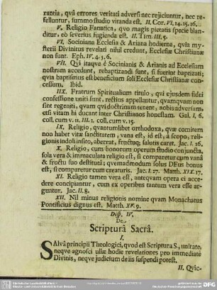 Disp. IV. De Scriptura Sacra