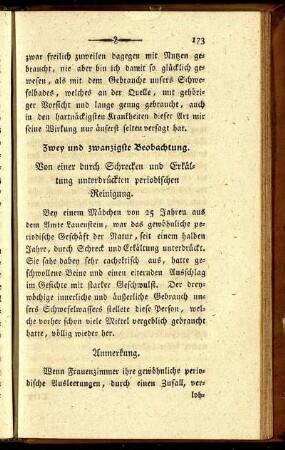Zwey und zwanzigste Beobachtung.