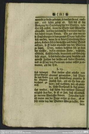 §. 13. Und deswegen ist das Aderlassen dem Wesen der Blattern durchaus gemäß