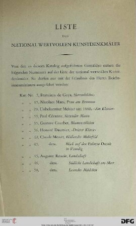 Liste der national wertvollen Kunstdenkmäler