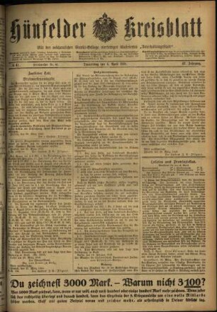 Ausgabe vom Donnerstag, den 04. April 1918.