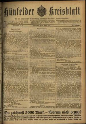 Ausgabe vom Donnerstag, den 04. April 1918.