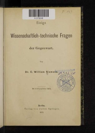 [Folge 1]: Einige wissenschaftlich-technische Fragen der Gegenwart