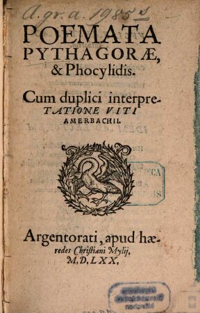 Poemata Pythagorae & Phocylidis