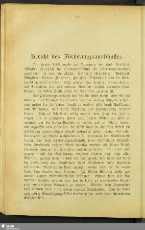 Bericht des Förderungsausschusses