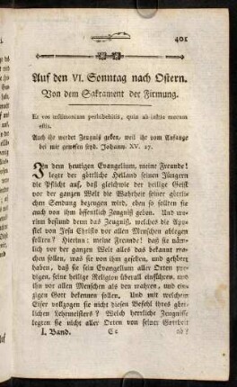 401-411, Auf den VI. Sonntag nach Ostern.