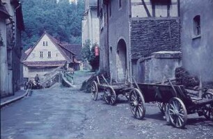 Ziegenrück? Fachwerkhaus und Leiterwagen