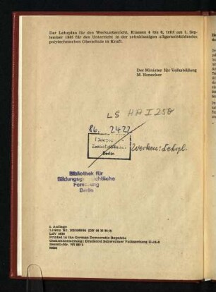 Der Lehrplan für ...