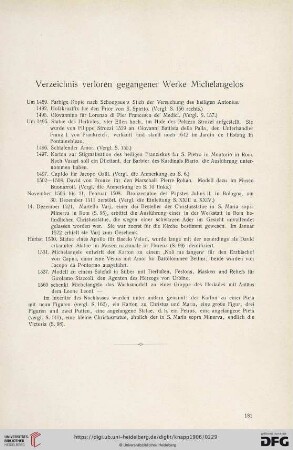 Verzeichnis verloren gegangener Werke Michelangelos