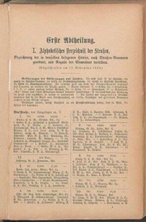 Adolfstraße. [Altereihe. Annenstraße. Bäckergang. Bahnhofstraße. Bergstraße. Beselerallee. Bierträgergang. Blocksberg. Boninstraße. Breiterweg. Brückensteig. Brunswiekerstr. Budengang. Burgstraße.]