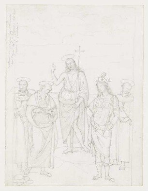 Johannes der Täufer zwischen dem heiligen Franziskus von Assisi, dem heiligen Hieronymus, dem heiligen Sebastian und dem heiligen Antonius von Padua