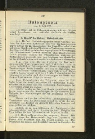 Hafengesetz vom 1. Juli 1897.